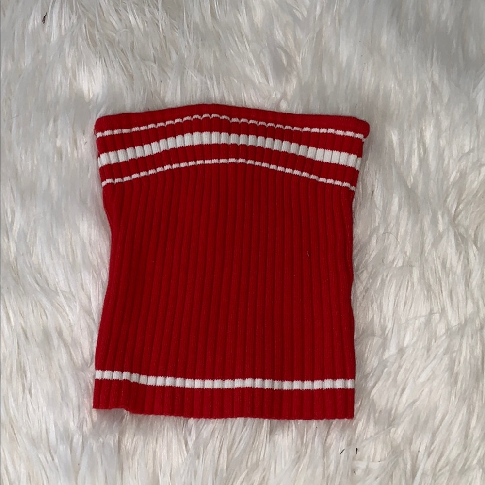 red and white striped tube top